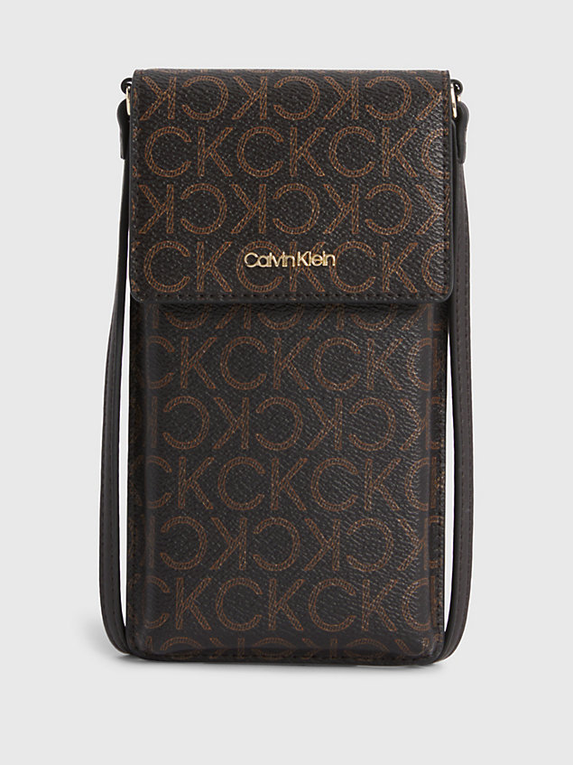 brown crossbody phone bag for women calvin klein