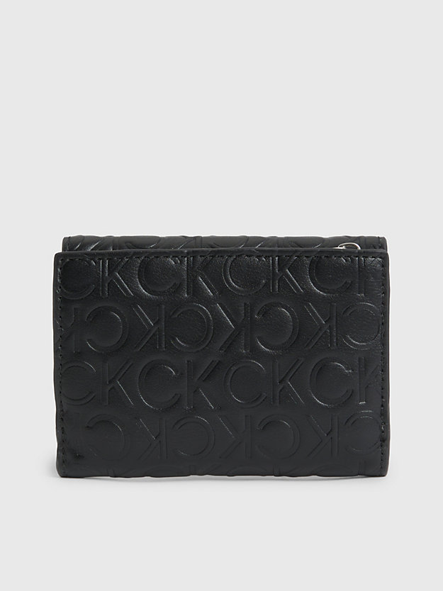 ck black in drieën gevouwen portemonnee met logo voor dames - calvin klein