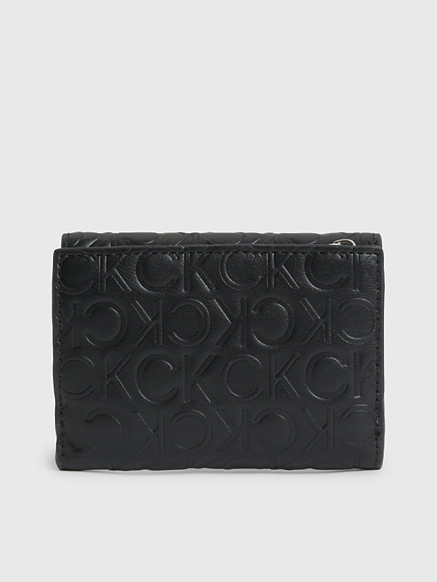 black logo trifold wallet for women calvin klein