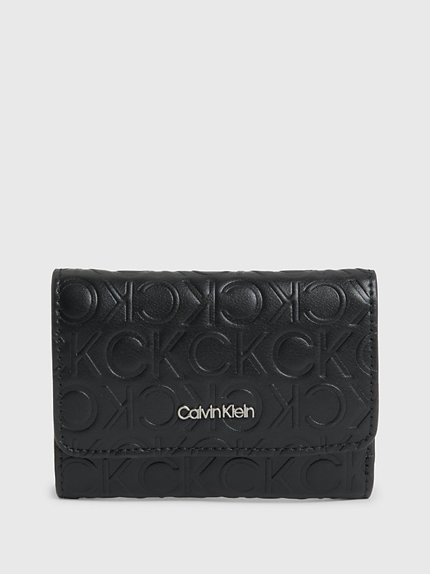billetera de plegado triple con logo ck black de mujer calvin klein