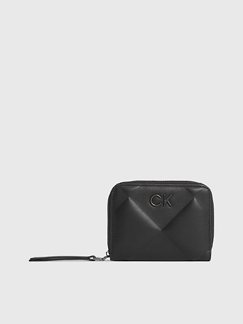 black pikowany portfel i brelok w zestawie upominkowym dla kobiety - calvin klein