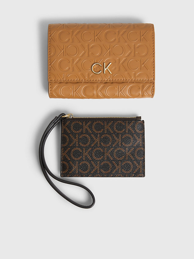 brown wallet and cardholder gift set for women calvin klein