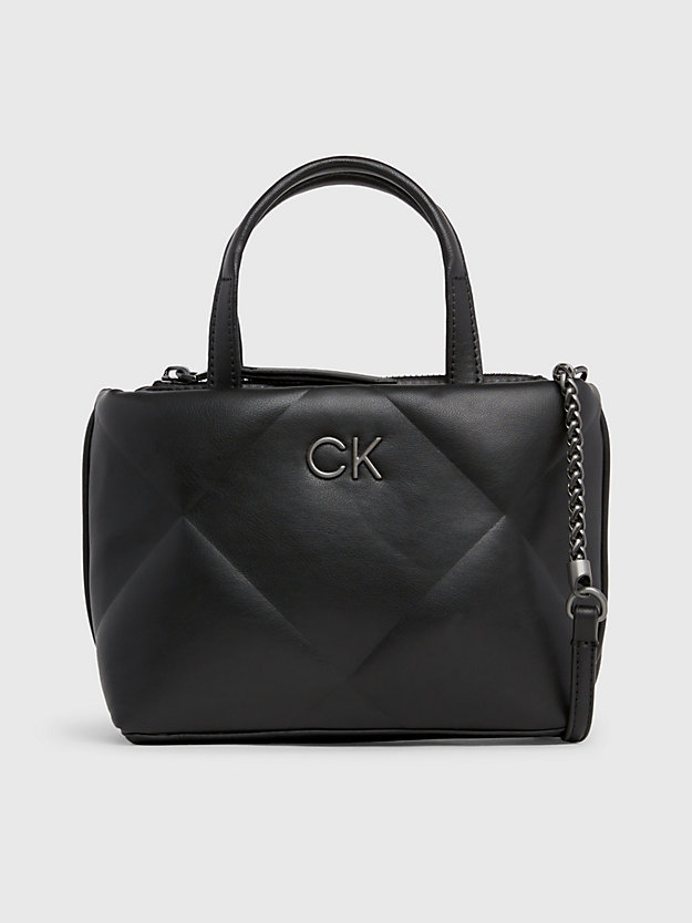 ck black mini quilted crossbody tote bag for women calvin klein