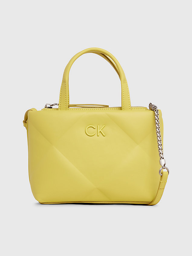 yellow mini quilted crossbody tote bag for women calvin klein