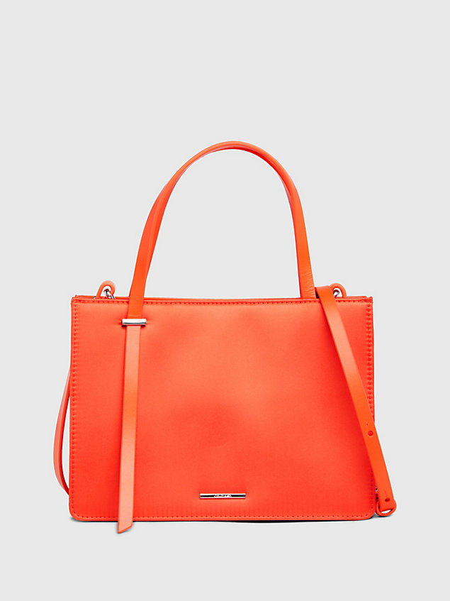 orange satin-handtasche für damen - calvin klein