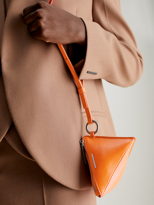 orange geometric pouch for women calvin klein