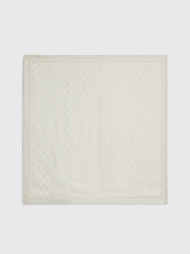 stoney beige zijden sjaal met logo voor dames - calvin klein
