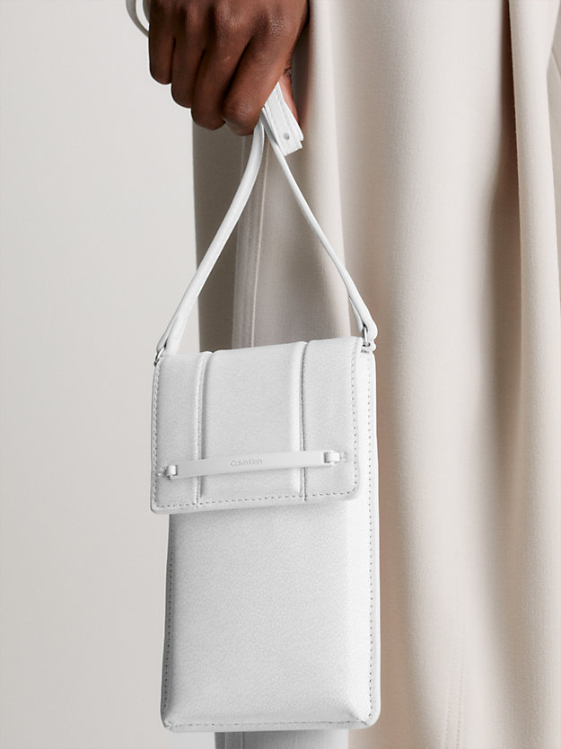 bright white recycled crossbody phone bag for women calvin klein