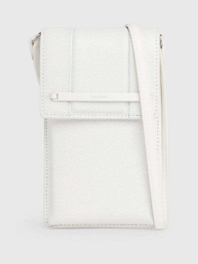 white recycled crossbody phone bag for women calvin klein
