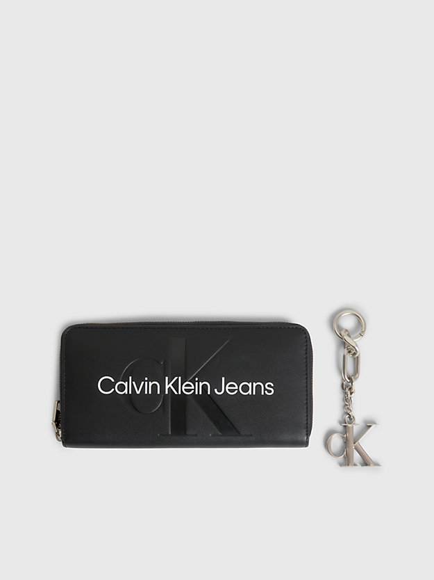 set regalo portafoglio e portachiavi black da donna calvin klein jeans