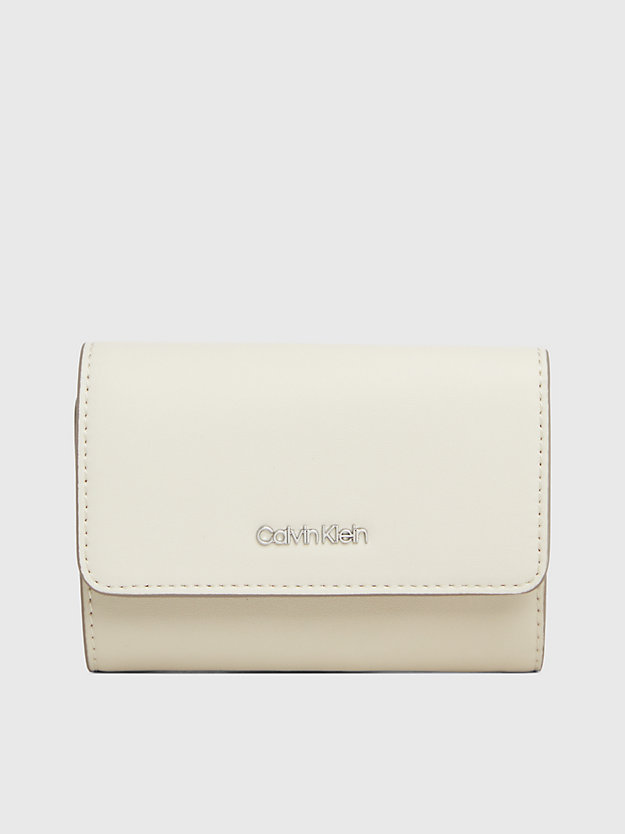 dk ecru/ stony beige/ medium taupe rfid trifold wallet for women calvin klein