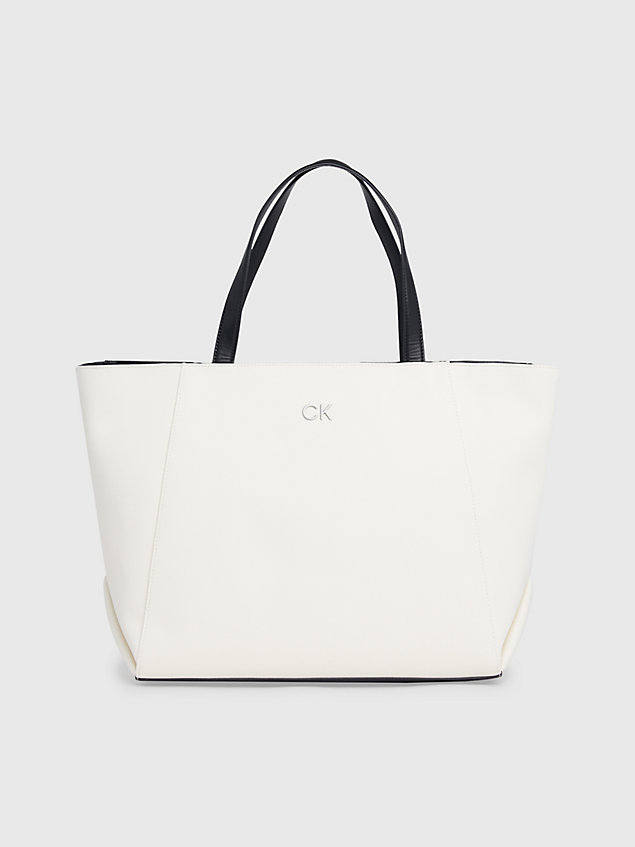 grey duża płócienna torba tote na laptop dla kobiety - calvin klein