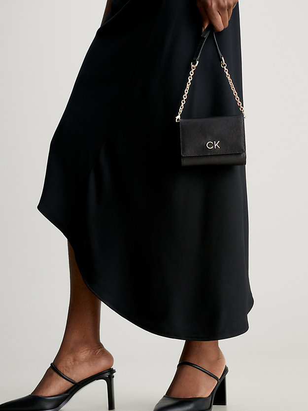 ck black crossbody trifold wallet bag for women calvin klein