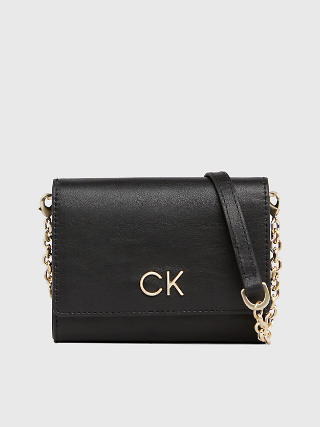 ck black crossbody trifold wallet bag for women calvin klein