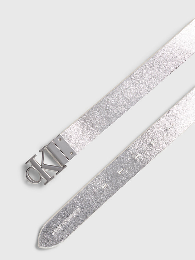 white/silver specchio omkeerbare riem met logo voor dames - calvin klein jeans