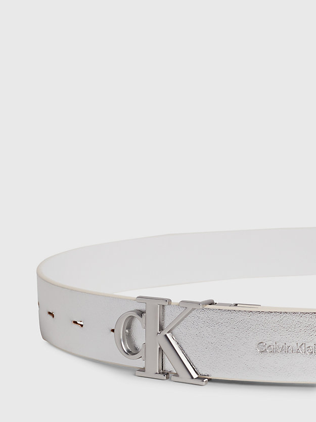 white/silver specchio reversible logo belt for women calvin klein jeans