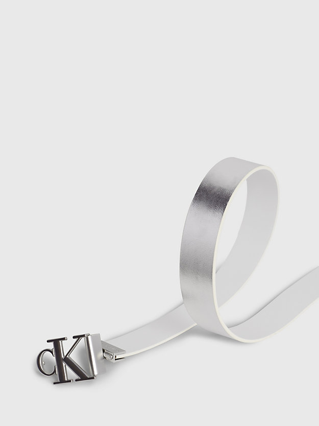 ceinture réversible avec logo white/silver specchio pour femmes calvin klein jeans