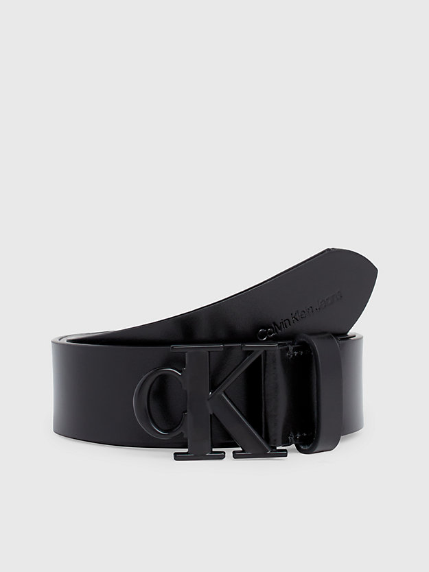 cinturón de piel con logo black/black de mujeres calvin klein jeans