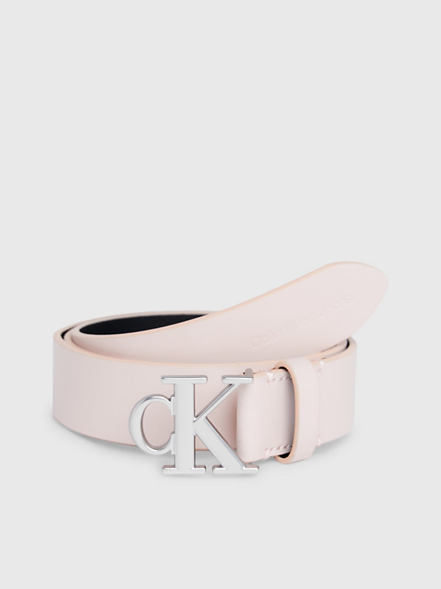 pale conch leather logo belt for women calvin klein jeans