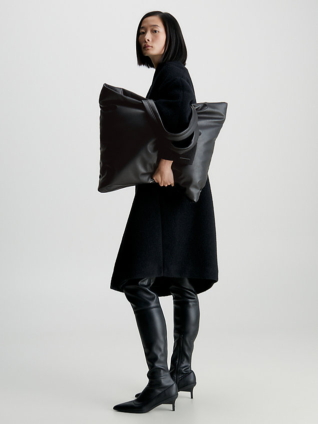 black oversized soft tote bag for women calvin klein