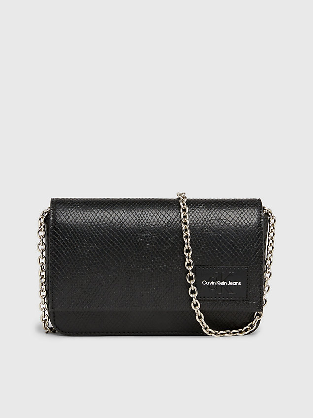 black crossbody portemonnaie-tasche aus schlangenleder für damen - calvin klein jeans