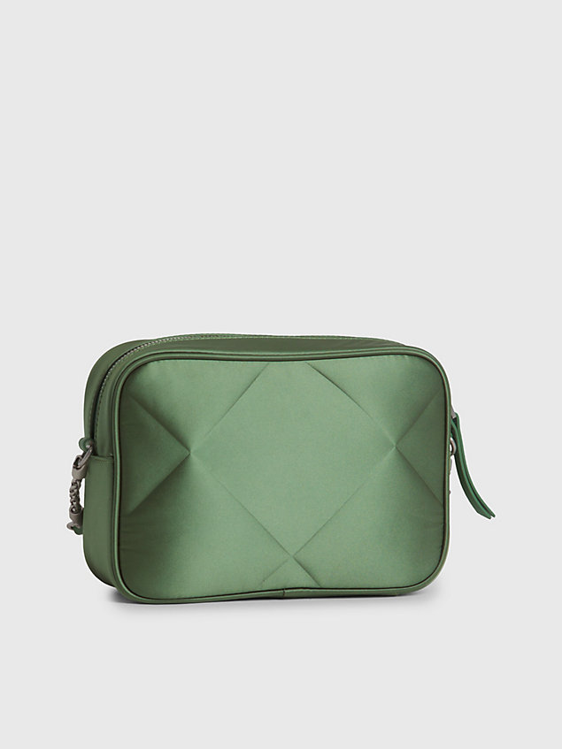 green satin quilted crossbody bag for women calvin klein