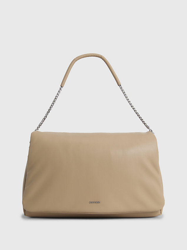 beige soft shoulder bag for women calvin klein