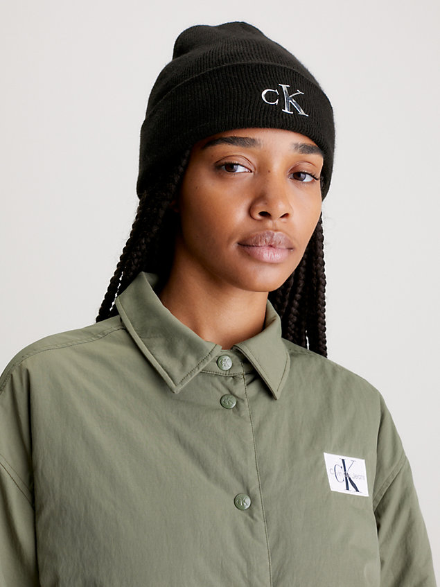 black czapka z mieszanki wełny dla kobiety - calvin klein jeans