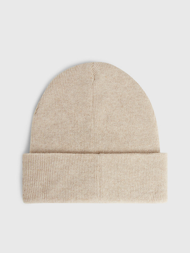 plaza taupe wool blend beanie for women calvin klein jeans