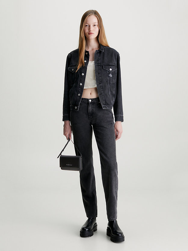 borsa portafoglio a tracolla black/metallic logo da donna calvin klein jeans