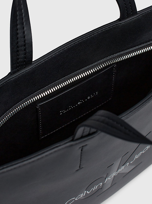 black/metallic logo slim tote bag for women calvin klein jeans