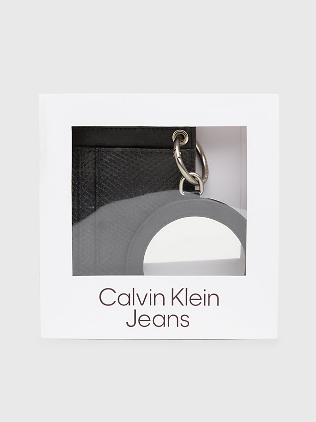 portafoglio con zip integrale pitonato black da donna calvin klein jeans