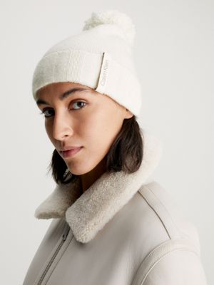 Calvin Klein Women's Ribbed Furry Pom Pom Hat - Macy's