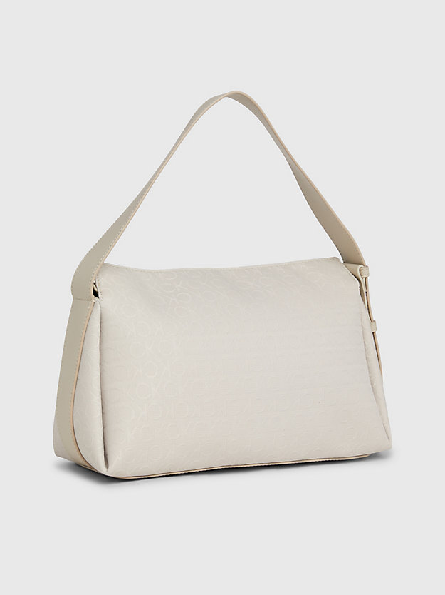 stoney beige jacquard mono logo jacquard shoulder bag for women calvin klein