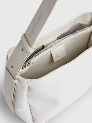 stoney beige jacquard mono logo jacquard bucket bag for women calvin klein