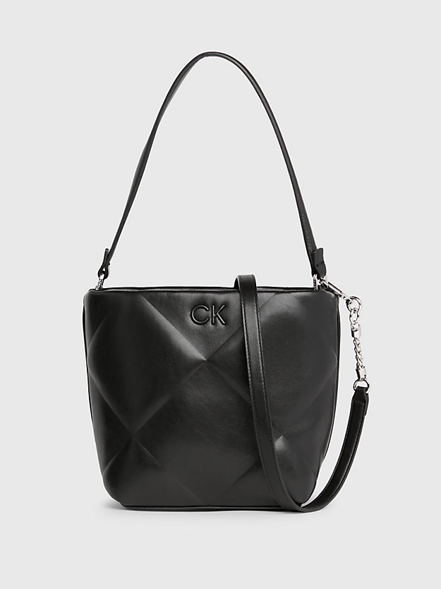 ck black quilted 2-in-1 bucket bag for women calvin klein