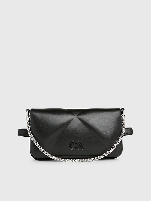 ck black quilted convertible belt bag for women calvin klein