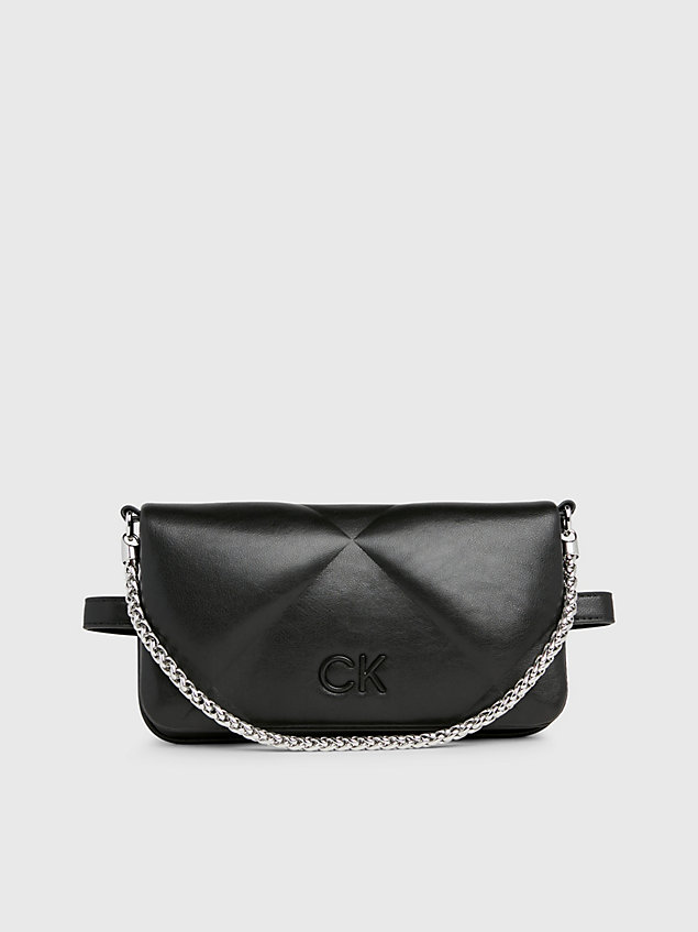 black quilted convertible belt bag for women calvin klein