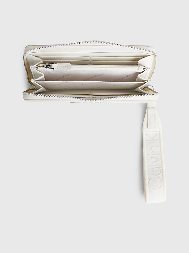 portafoglio con zip integrale e borsellino portamonete da polso rfid dk ecru da donne calvin klein