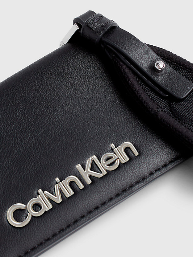 portafoglio con zip integrale e borsellino portamonete da polso rfid ck black da donne calvin klein