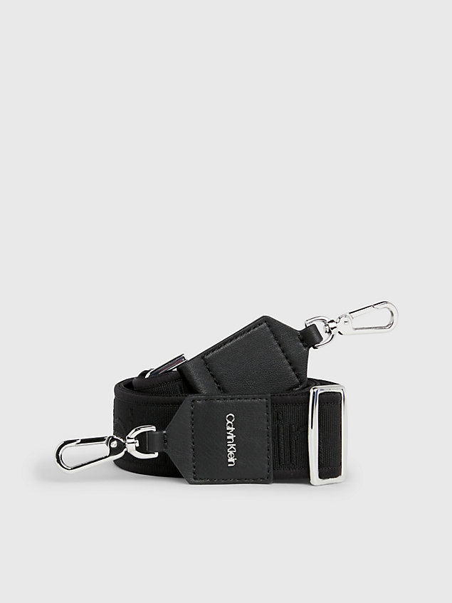 black pasek do torebki z żakardowym logo dla kobiety - calvin klein