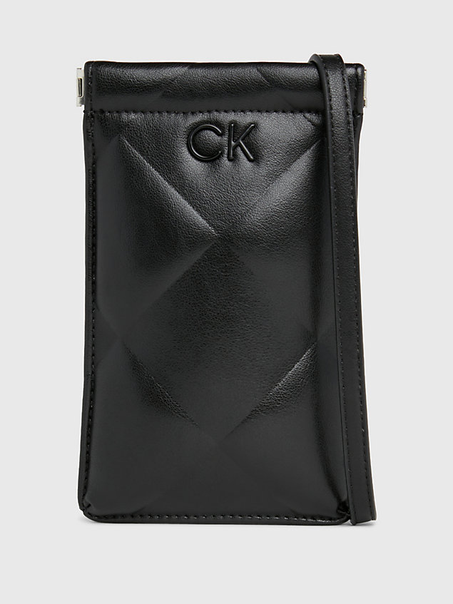black quilted crossbody phone pouch for women calvin klein