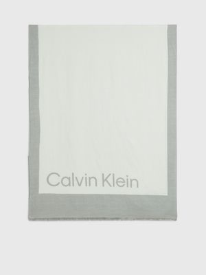 green logo-schal aus leinen-mix für damen - calvin klein