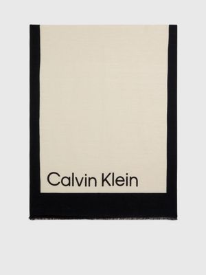 grey logo-schal aus leinen-mix für damen - calvin klein