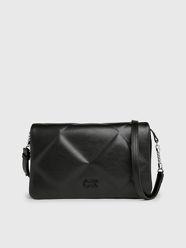 ck black quilted shoulder bag for women calvin klein