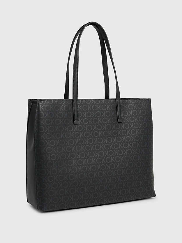 black epi mono tote bag met logo voor dames - calvin klein