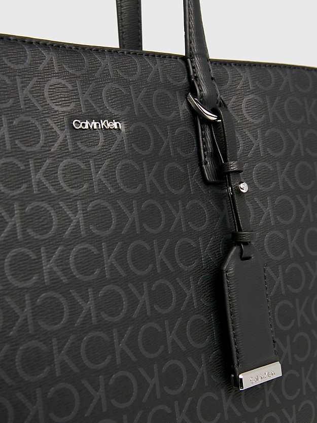 black epi mono tote bag met logo voor dames - calvin klein