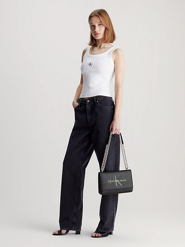 black/dark juniper converteerbare schoudertas voor dames - calvin klein jeans