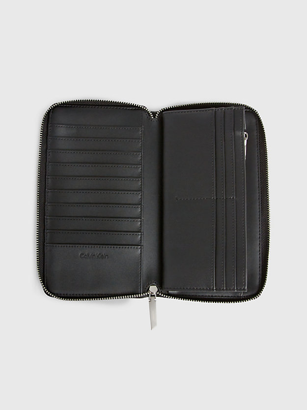 portefeuille zippé rfid avec logo black mono pour femmes calvin klein