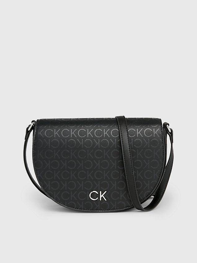 black crossbody bag mit logo für damen - calvin klein